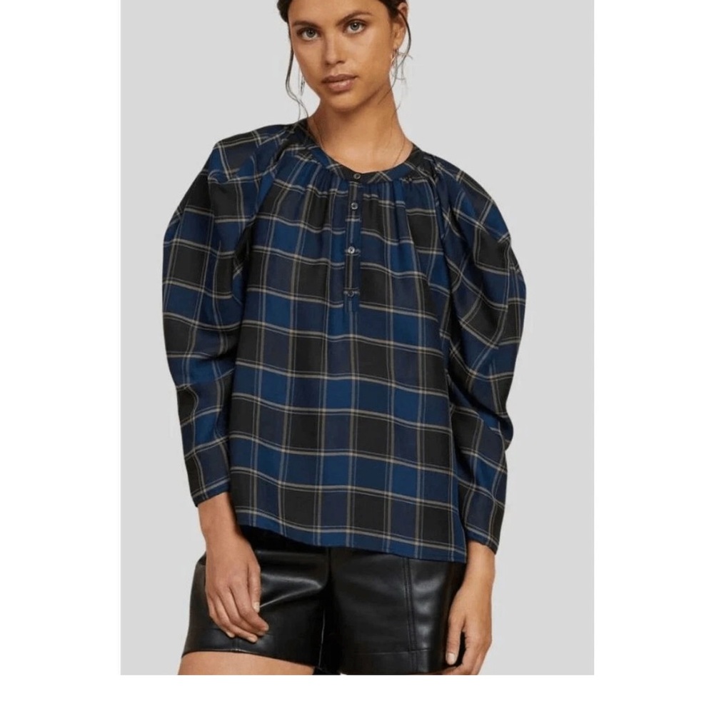 Anthropologie Current Air Plaid Structured Top Womens Size Small
